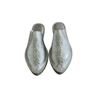 Free People Nova Flat Slides Woven Sandals in Silver